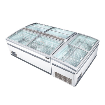 glass door supermarket refrigeration display showcase island freezer